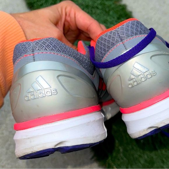 ADIDAS SNEAKERS - Size 8 (neon coral purple gray) - Picture 4 of 5